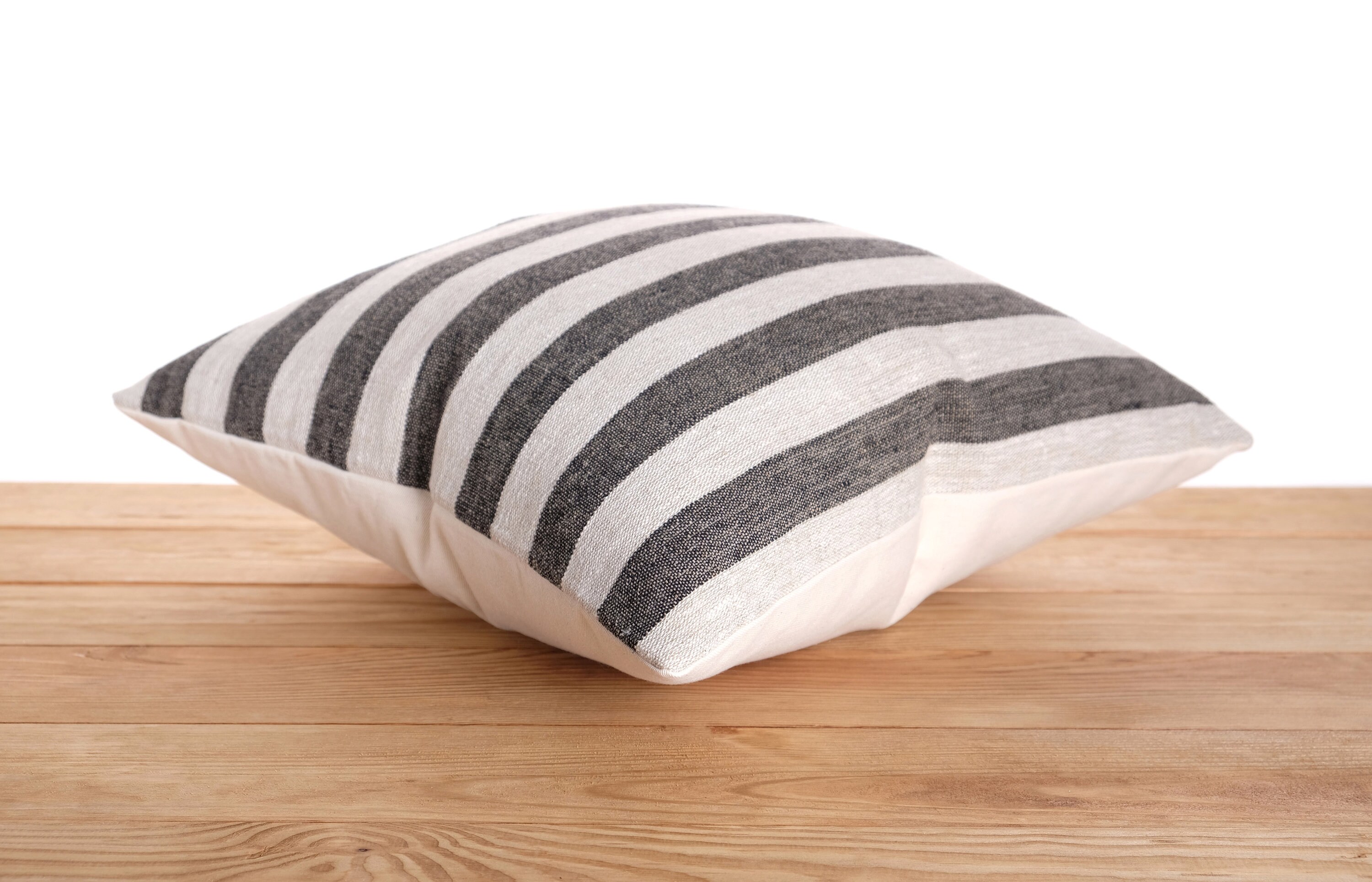 Charcoal Gray Stripe Pillow Cover Striped Cushion Dark Etsy