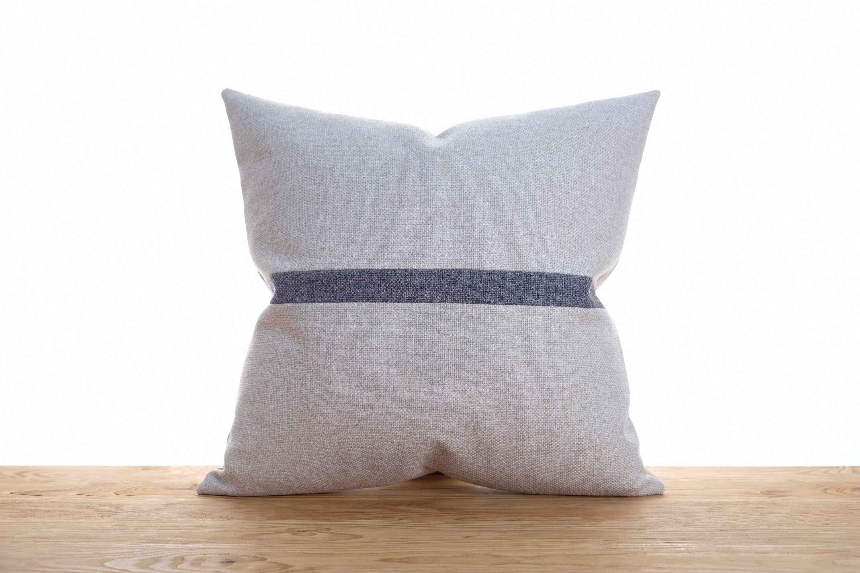 Neutral Stripe Pillow Case Gray Cream Lumbar Pillows Covers Etsy