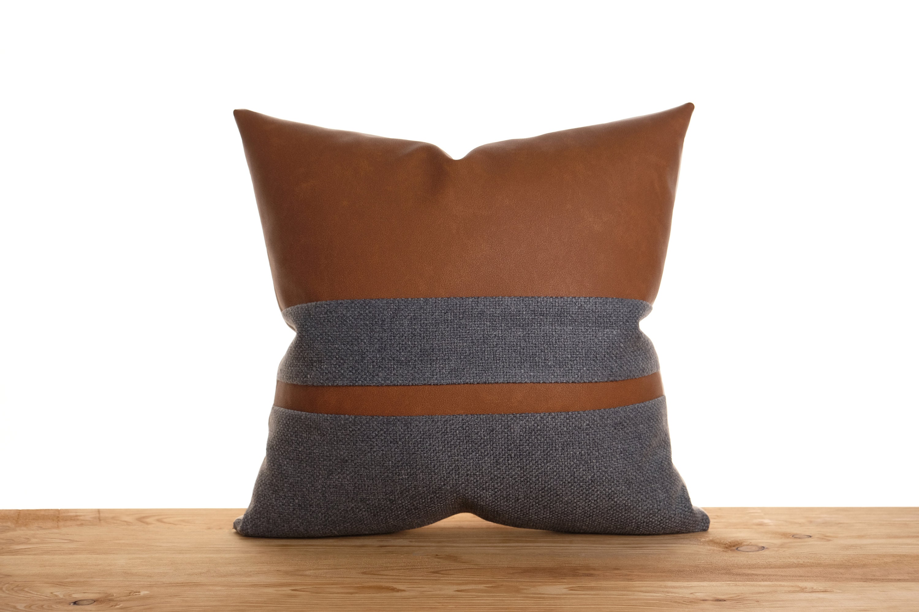 Faux leather color block pillow cover Dark gray pillow case Etsy