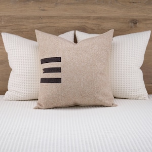 Federa per cuscino a righe minimaliste, federa per cuscino testurizzata marrone chiaro, federa europea, QUALSIASI DIMENSIONE