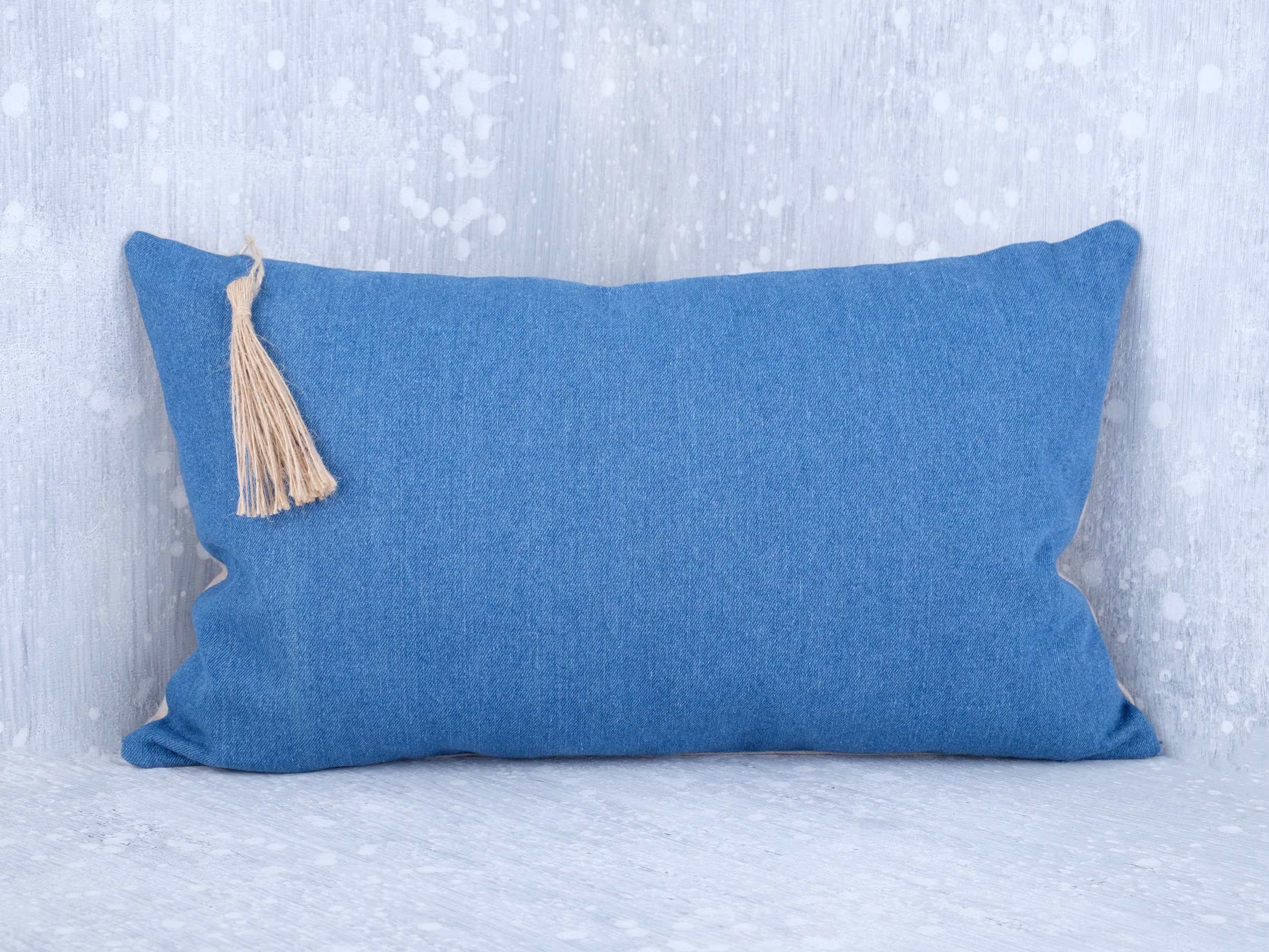 Lumbar throw pillow blue denim accent pillow cover Etsy