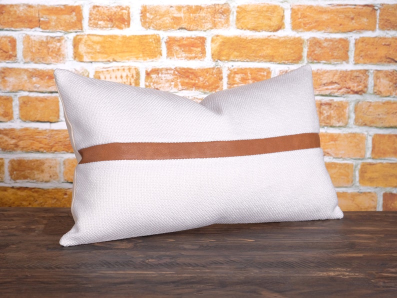 Lumbar throw pillow cover two tone pillow white textured Etsy