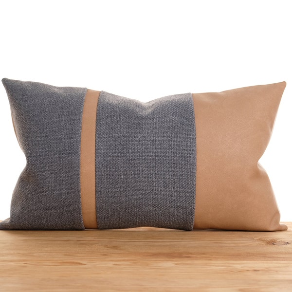 Camel Leather Pillow Etsy