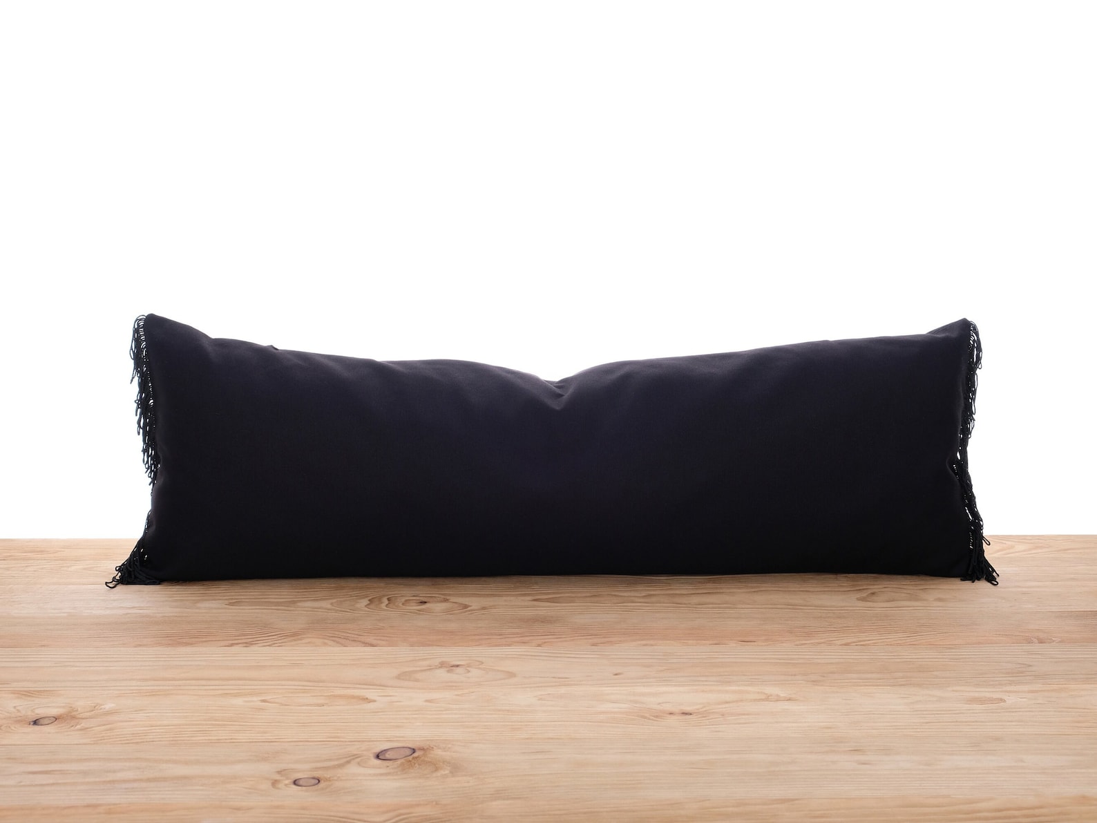 Extra Long Oversized Lumbar Throw Pillow Cover Black Tassel Cushion
