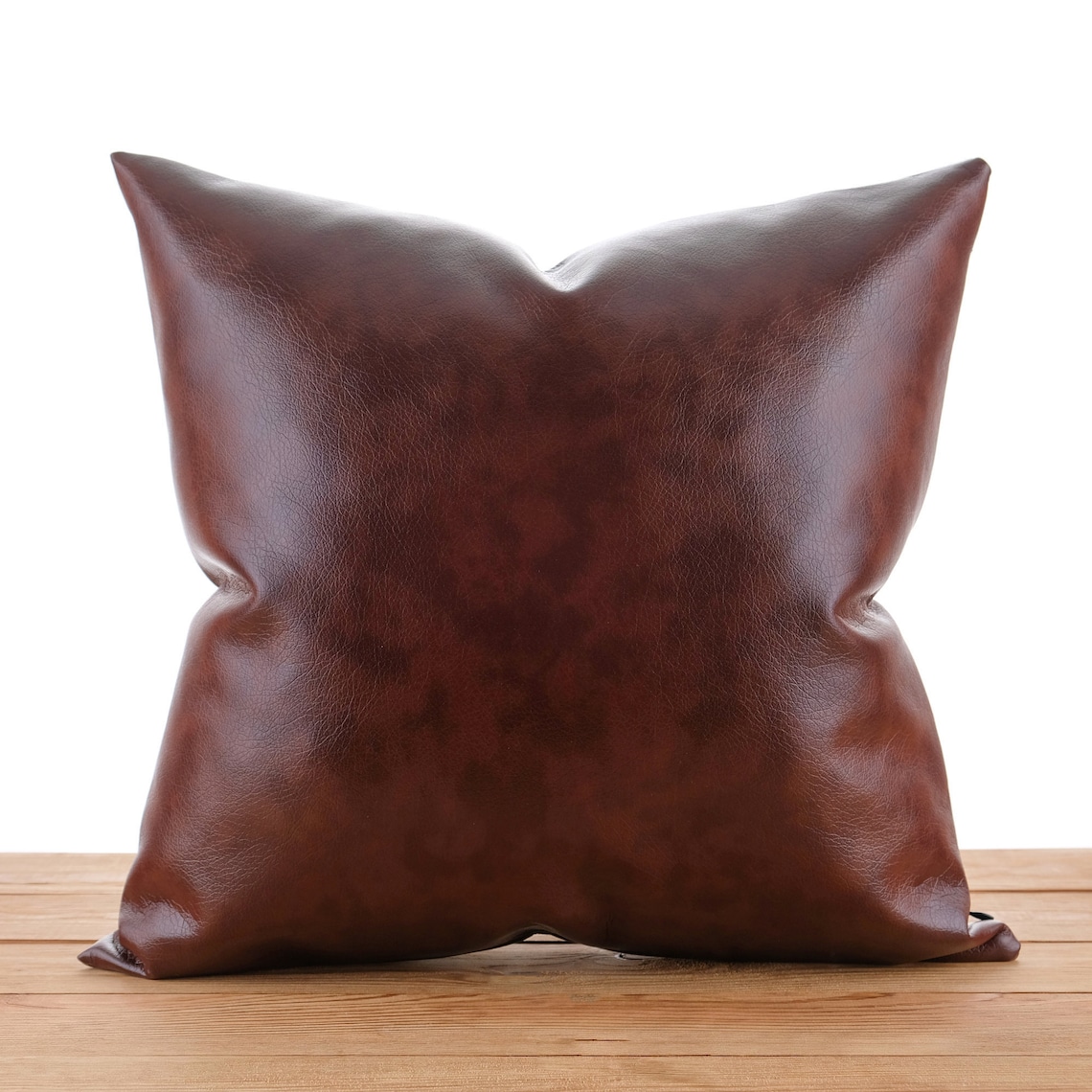 Dark brown faux leather pillow cover Vegan leather cushion Etsy