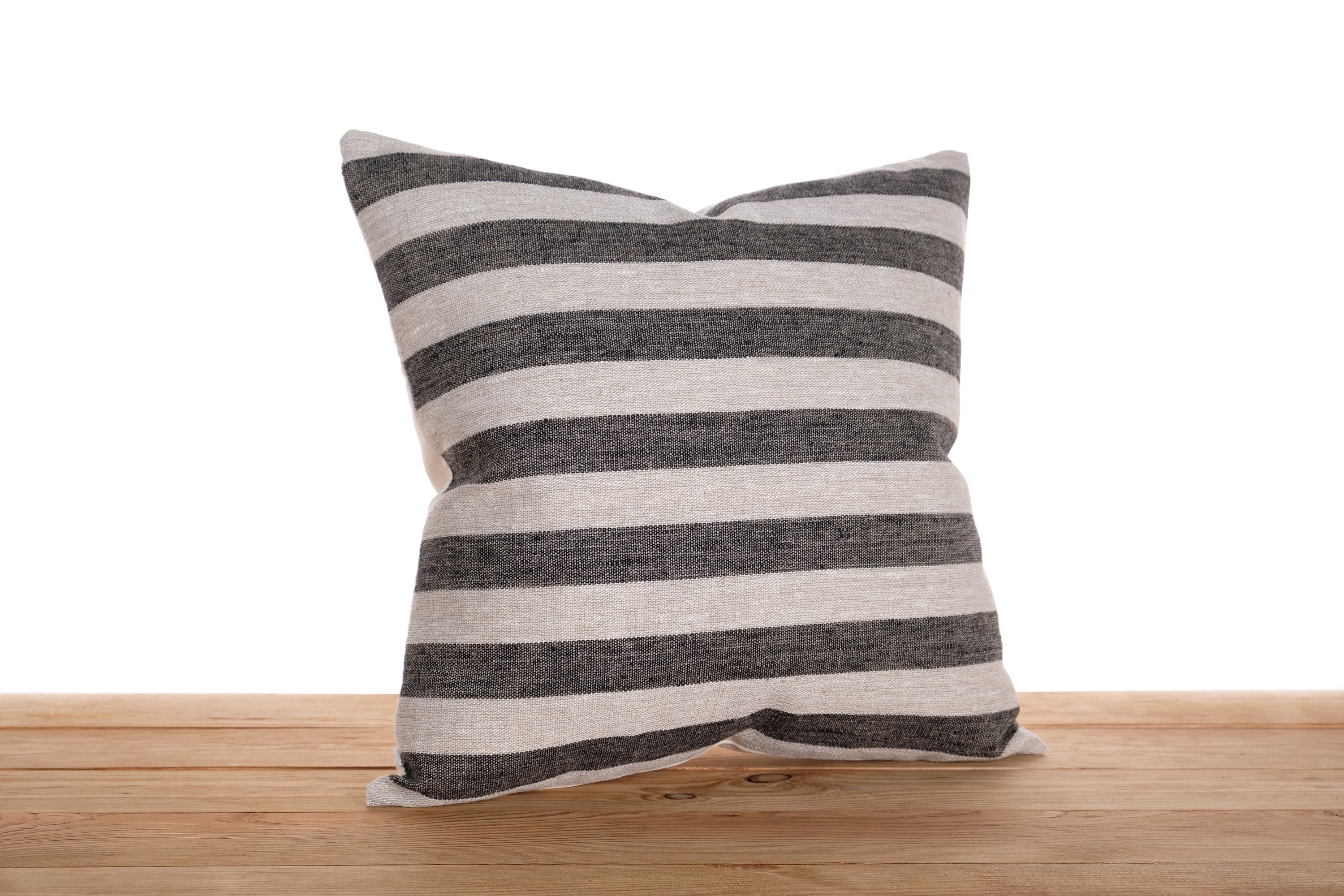 Charcoal Gray Stripe Pillow Cover Striped Cushion Dark Etsy