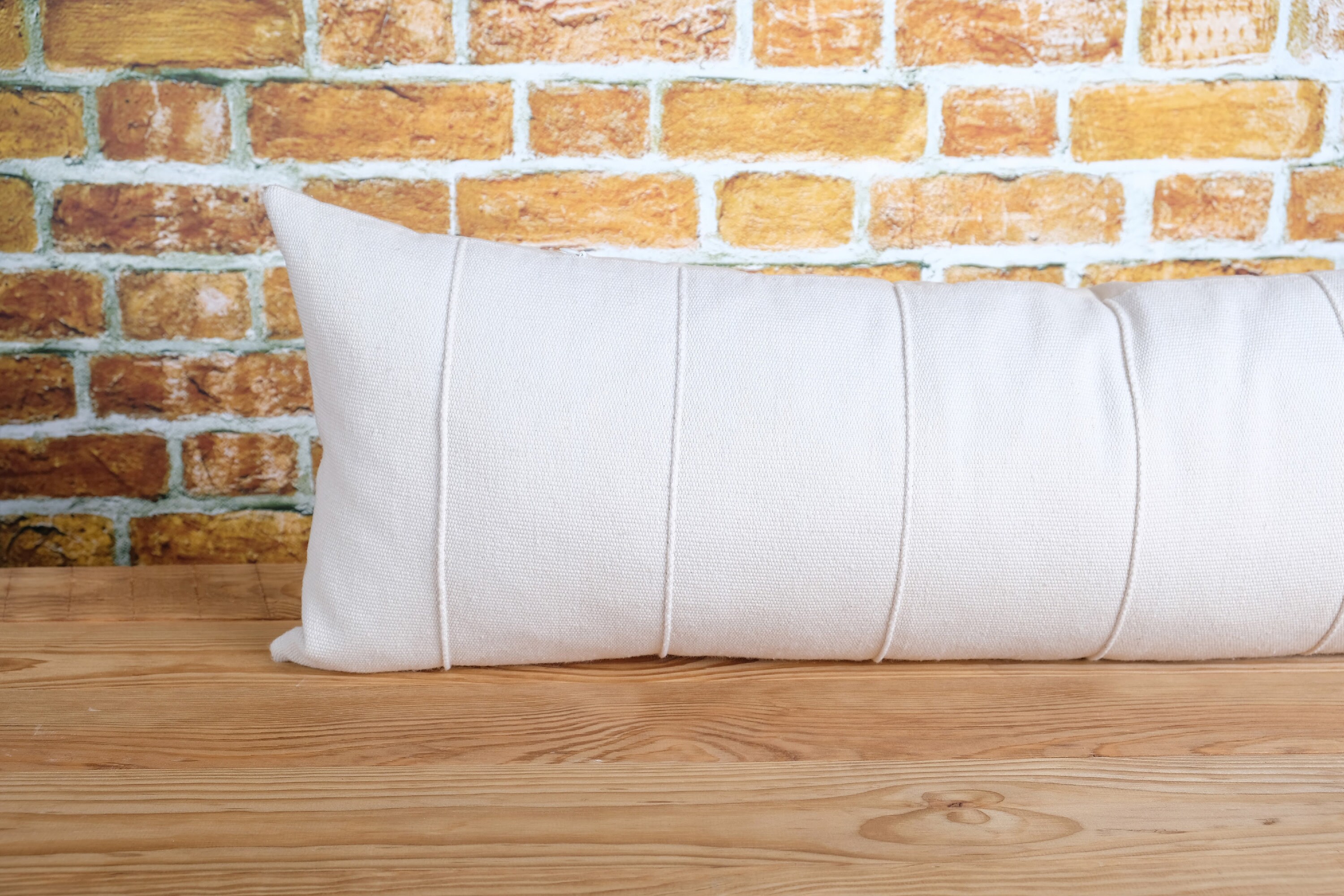 Extra long lumbar throw pillow cover Off white cream striped Etsy