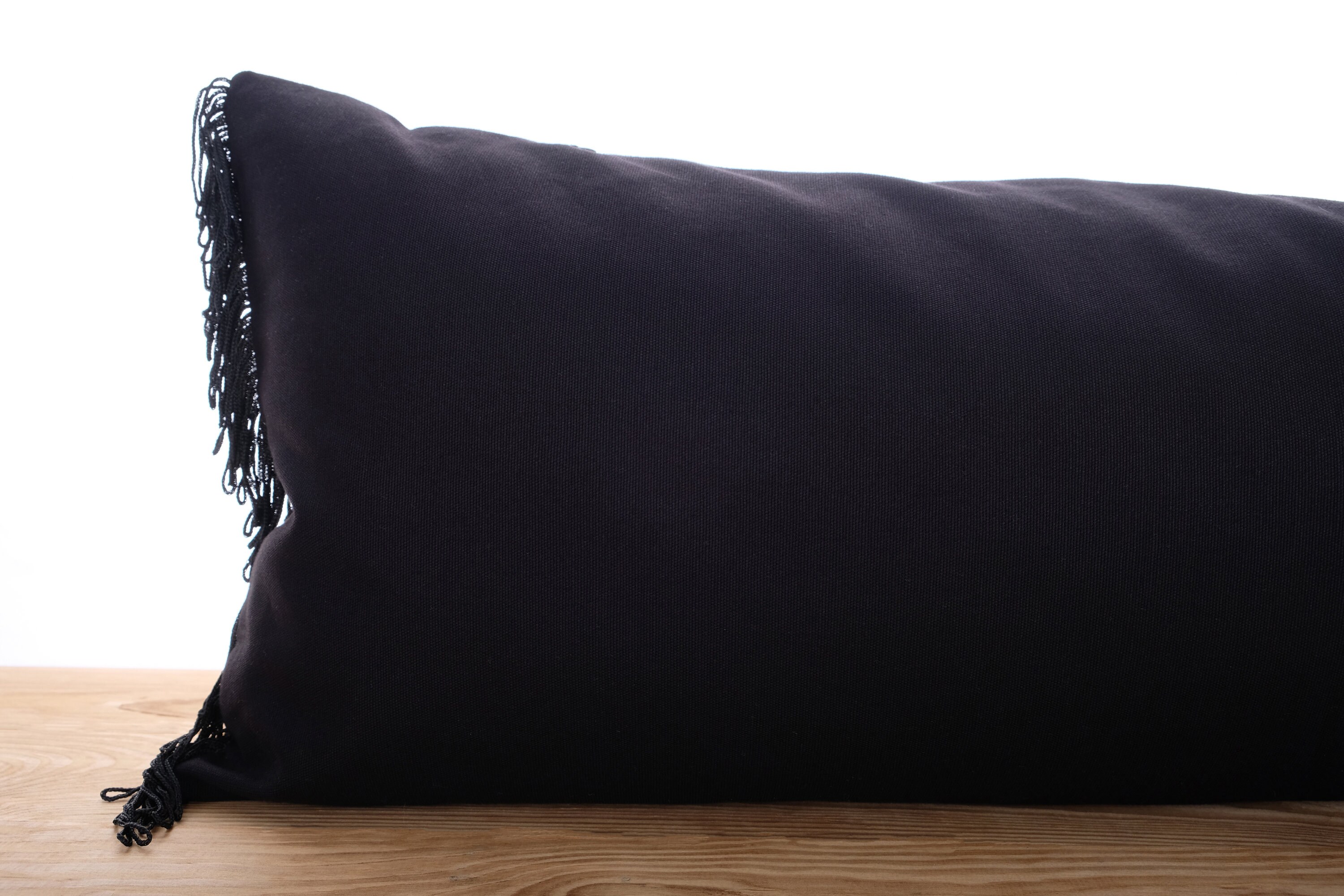 Extra Long Oversized Lumbar Throw Pillow Cover Black Tassel Etsy