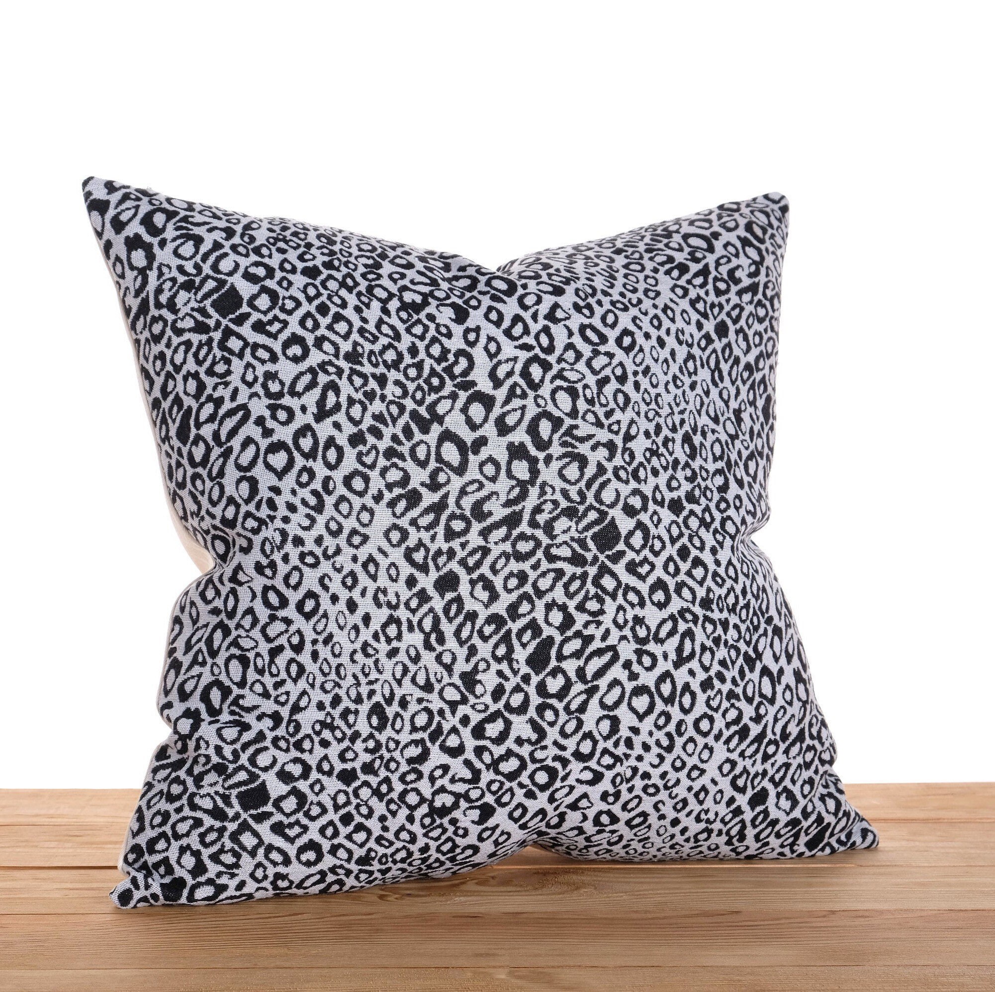 Gray leopard pillow cover Black dot animal print cushion Etsy