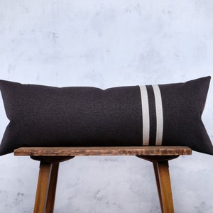 Grande federa per cuscino lombare nero carbone, extra lunga, a righe, per cuscini corporei, federa per cuscino oversize, QUALSIASI DIMENSIONE