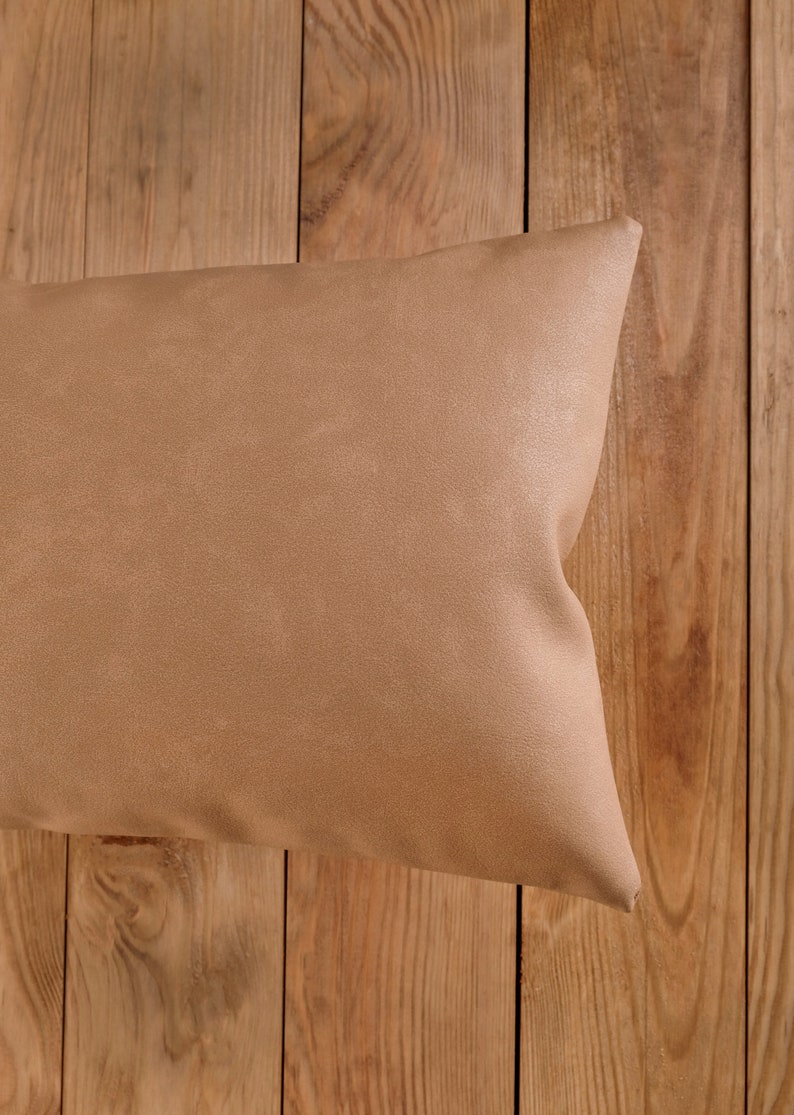 Camel Faux Leather Pillow Cover Tan Brown Pillow Case Lumbar Etsy