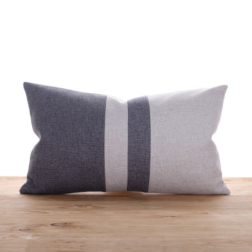 Navy Blue and Grey Colorblock Lumbar Throw Pillows All Sizes - Etsy