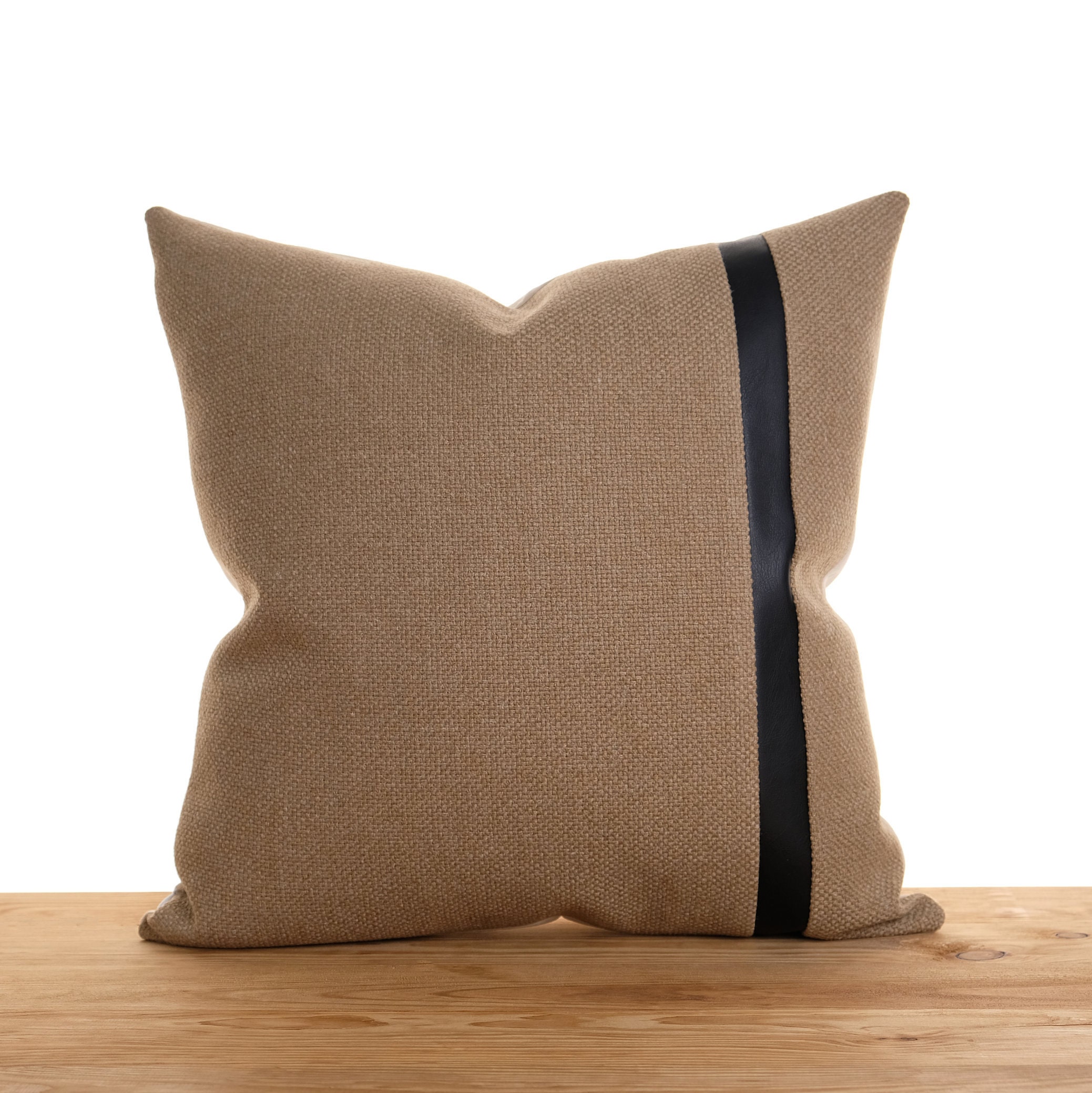 Faux leather stripe Textured woven cushion Striped throw Etsy