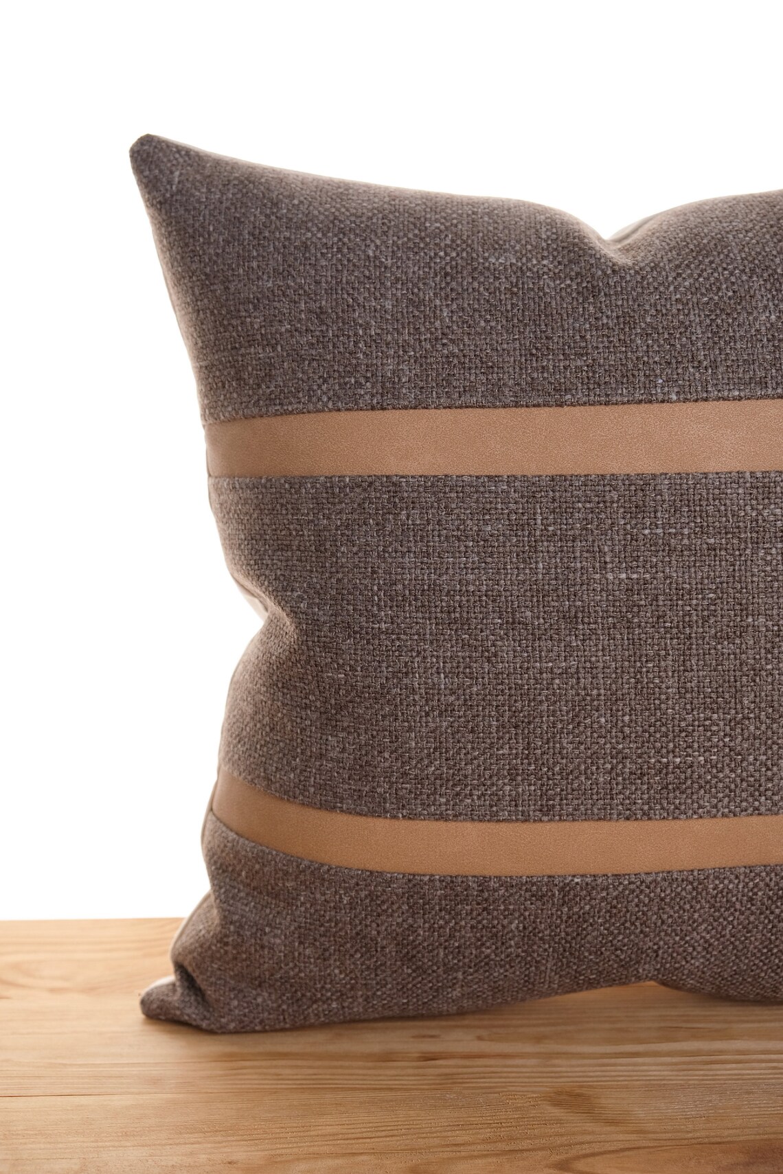 Faux leather stripes Dark brown textured throw pillow Etsy