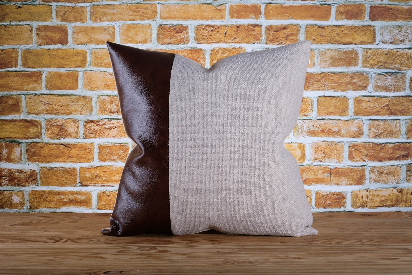 Dark brown faux leather lumbar pillow cover textured fabric Etsy