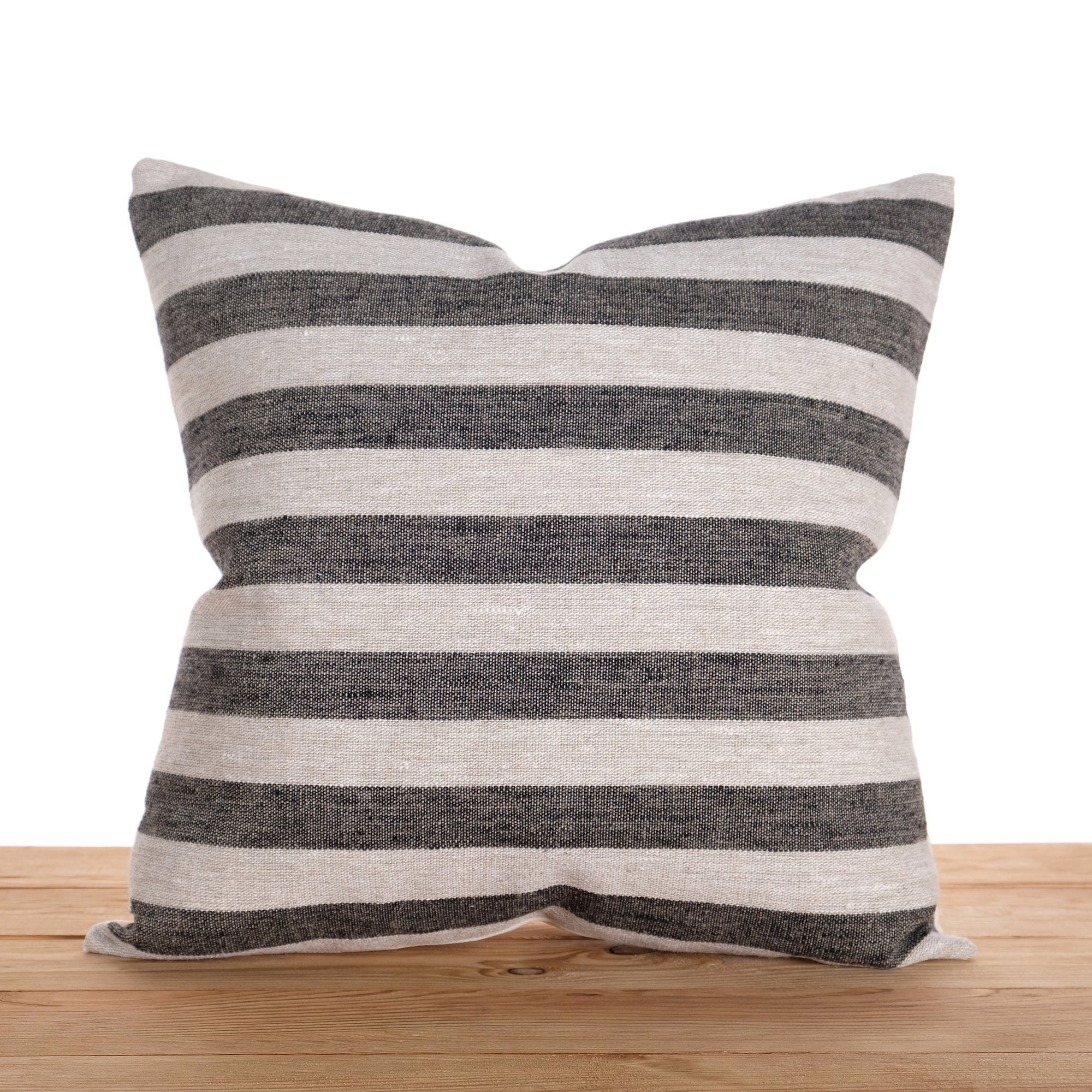 Charcoal Gray Stripe Pillow Cover Striped Cushion Dark Etsy