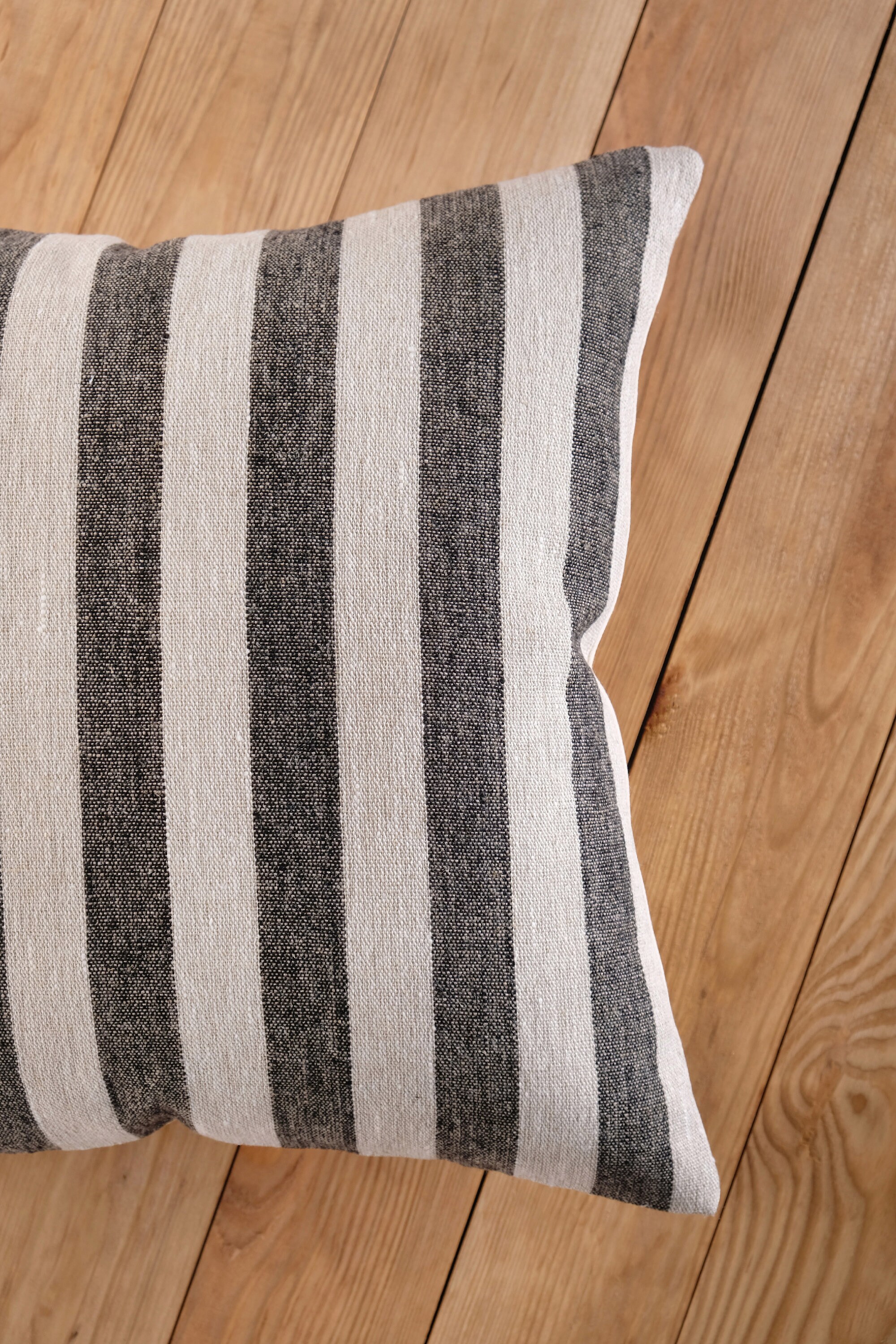 Charcoal Gray Stripe Pillow Cover Striped Cushion Dark Etsy