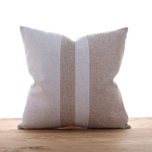 Neutral Color Block Throw Pillows Covers Modern Textured Cushion Case Taupe Beige and Tan Brown Euro Sham ANY SIZE