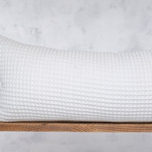 Extra Long White Lumbar Pillow Cover Oversized Throw Pillows Covers Textured Waffle Bolster Body Cushion Case