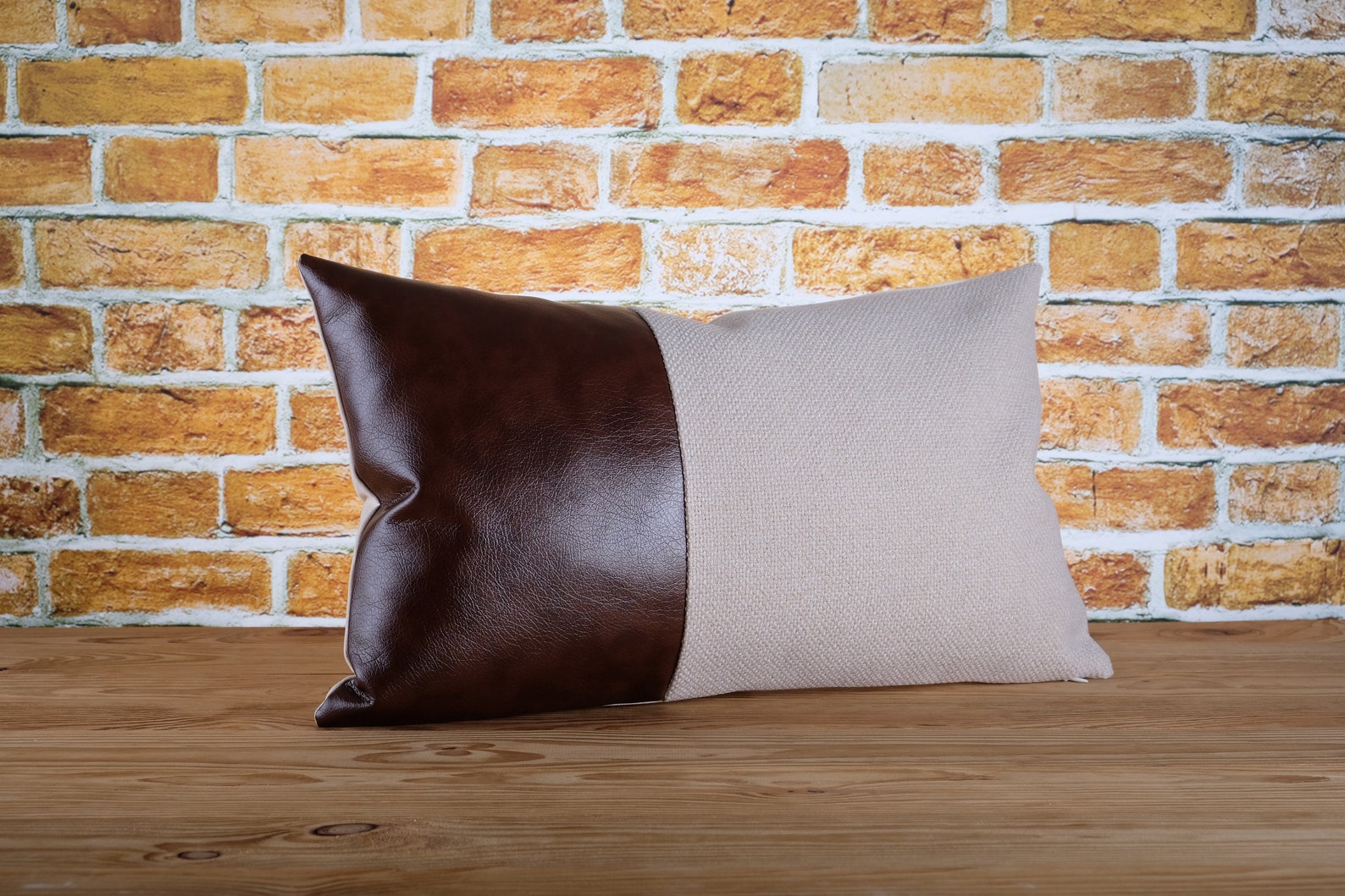 Dark brown faux leather lumbar pillow cover textured fabric Etsy