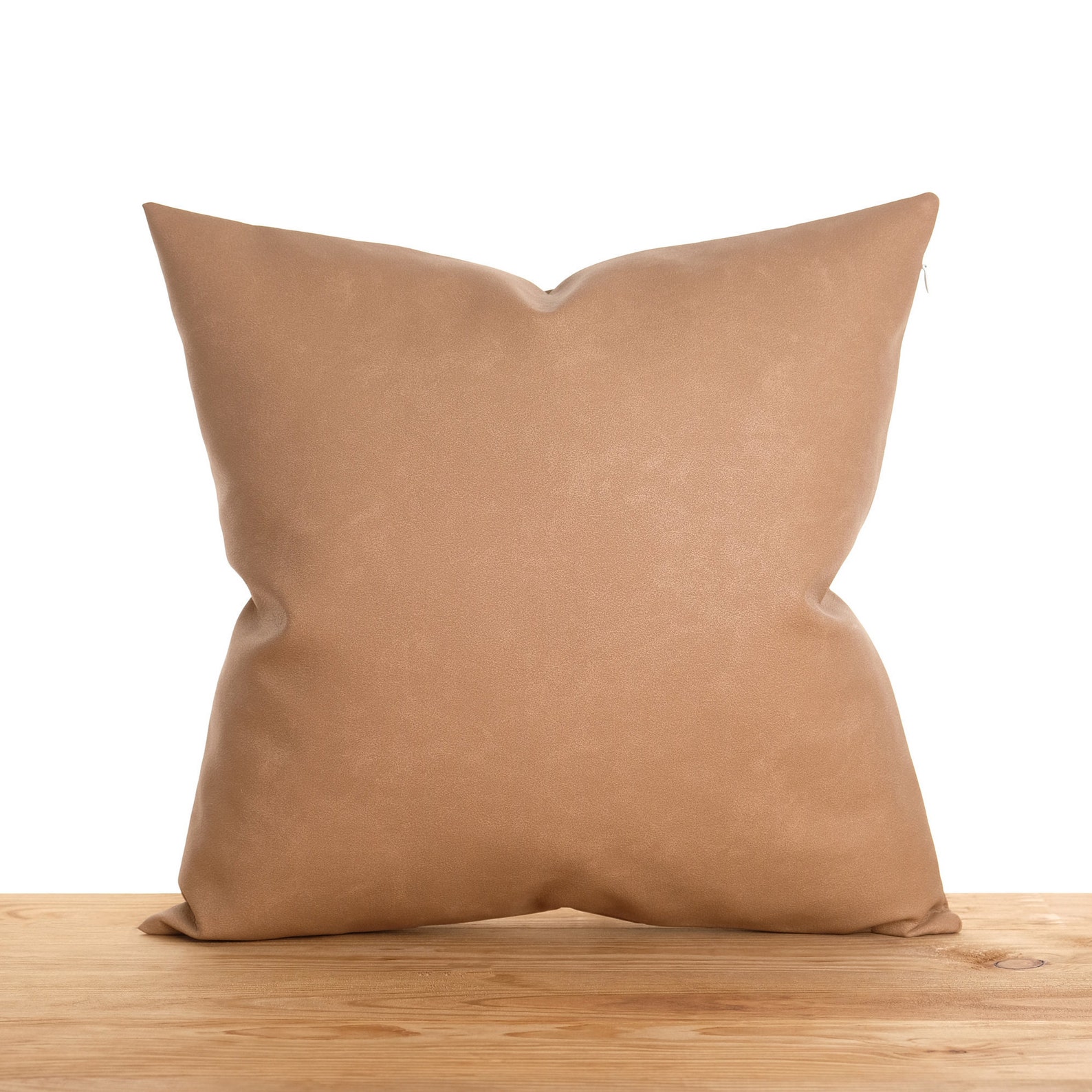 Camel Faux Leather Pillow Cover Tan Brown Pillow Case Etsy