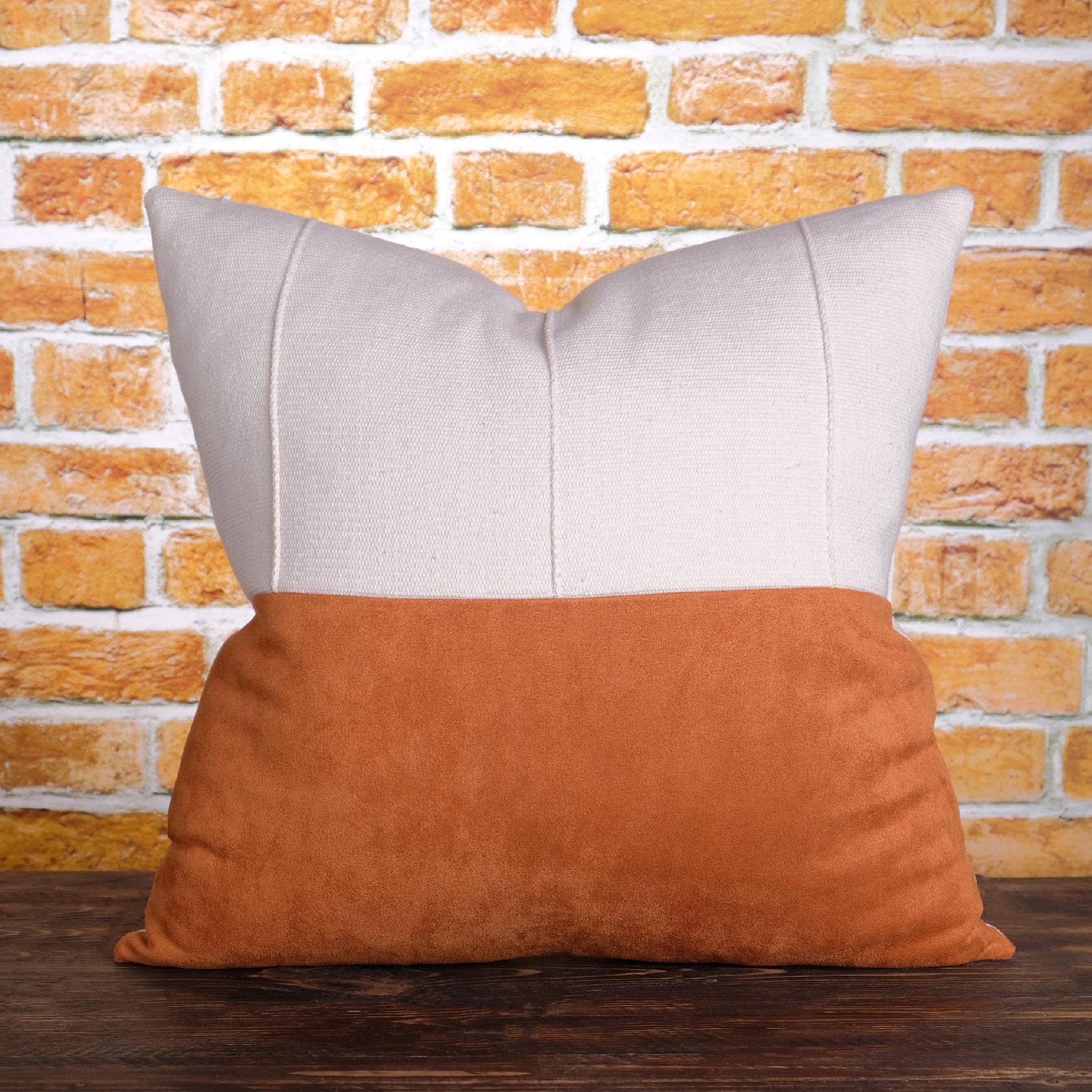 Rust and cream pillow cover Striped cushion Stripe throw Etsy