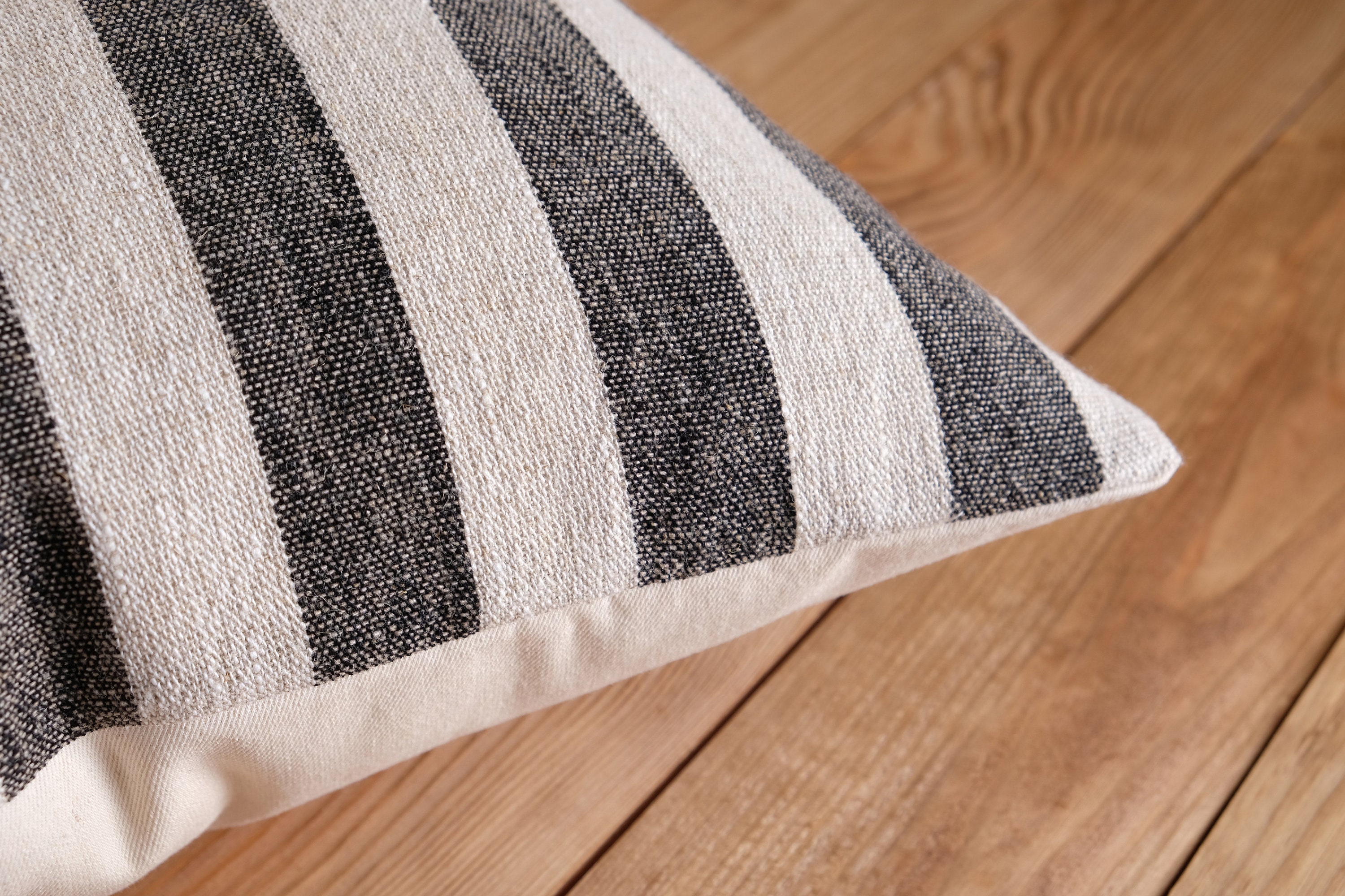 Charcoal Gray Stripe Pillow Cover Striped Cushion Dark Etsy