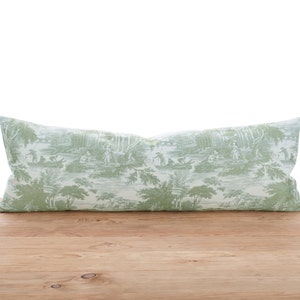 Extra Long Lumbar Throw Pillow Cover Toile Cushion Case Green Euro Sham Bolster Body Pillows Covers ALL SIZES