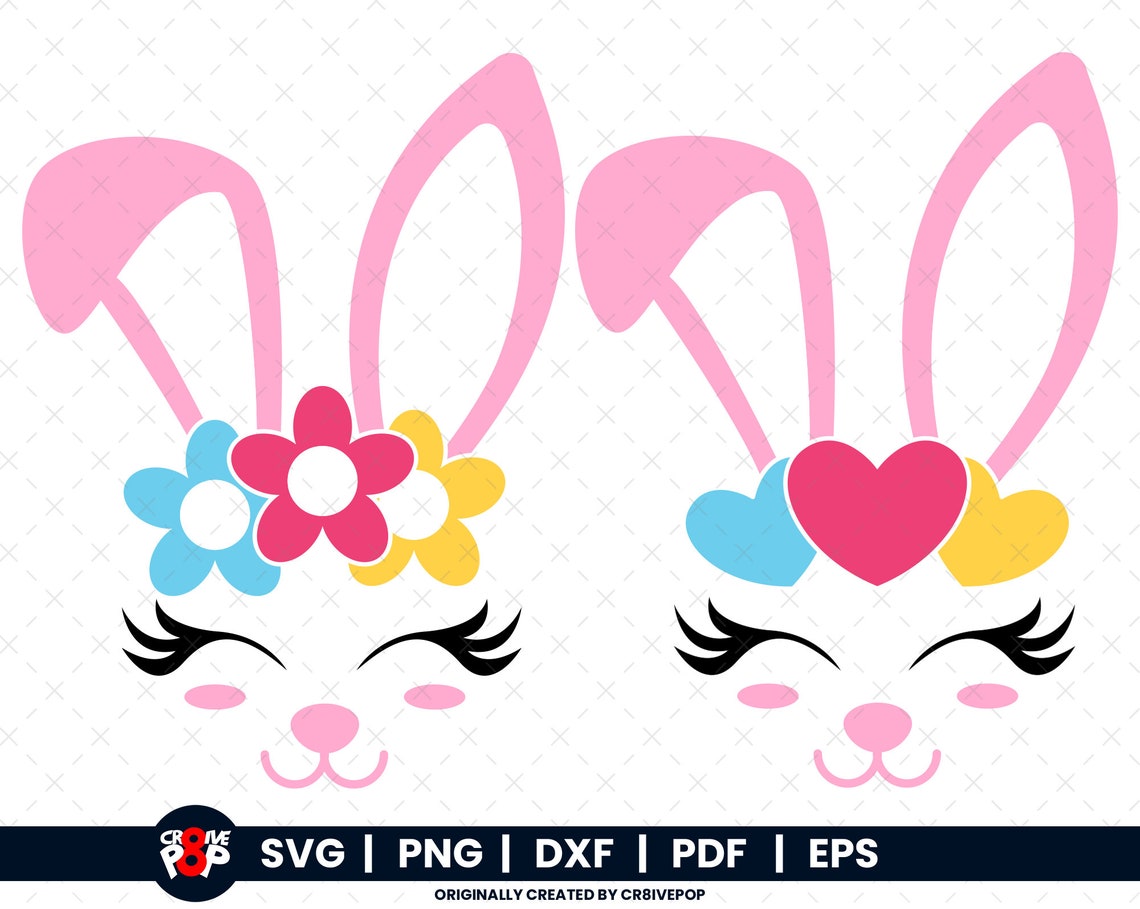 Bunny Face SVG Pngdxfpdfeps Cricut and Clipart Bunny - Etsy