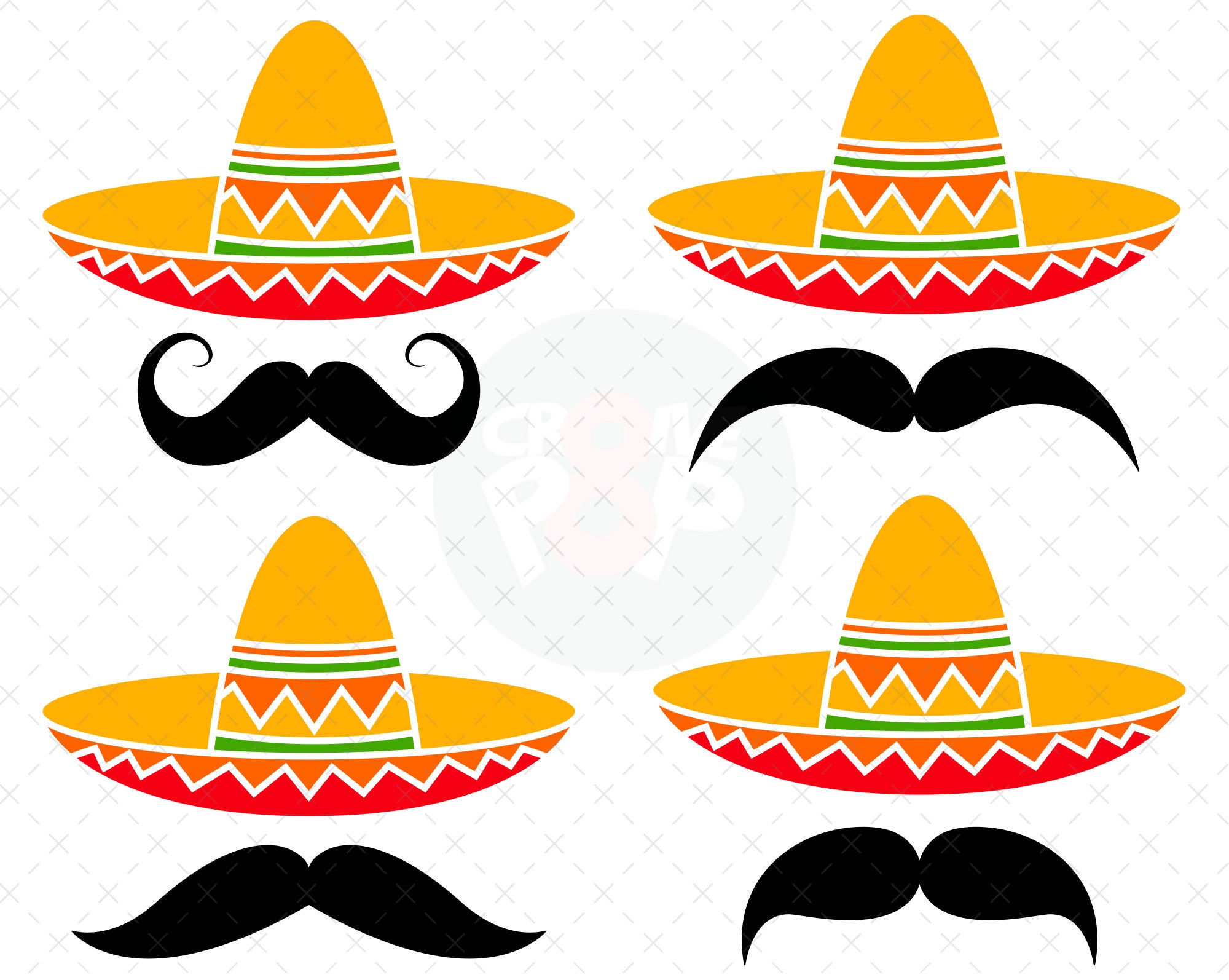 Sombrero and Mustache Svg, Mexican Hat Svg, Cinco De Mayo Svg, Mustache ...