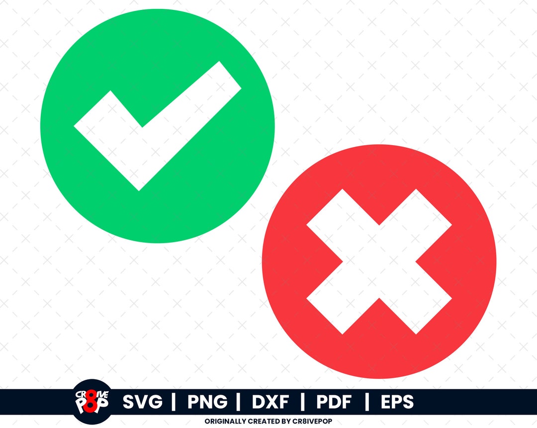 Tick and X Wrong Right SVG Png,dxf,pdf,eps, Cricut and Clipart Wrong