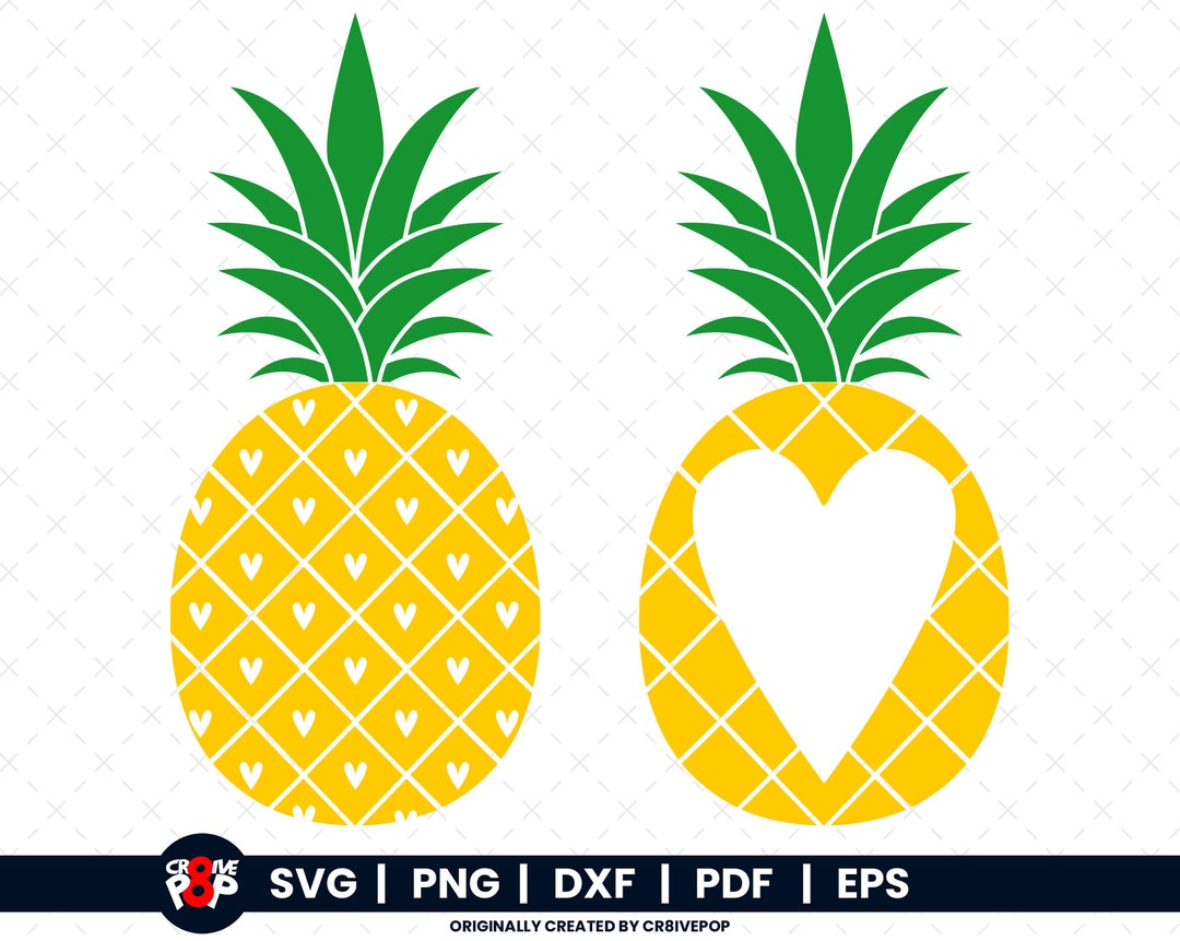 Pineapple Love SVG Png,dxf,pdf,eps, Cricut Pineapple Heart Shape Love ...