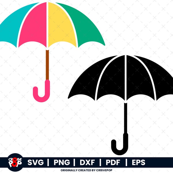 Umbrella SVG | PNG, DFX, eps, pdf Cut outs and Clipart, Umbrella Instant Download Digital (Get Access to Entire Shop for 9.99)