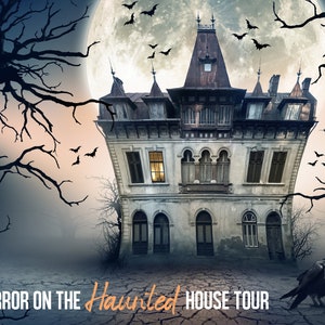 Horror on the Haunted House Tour, Halloween-Themed Murder Mystery Party Game with Virtual Host Guide, Murder Mystery Game, Digital Download