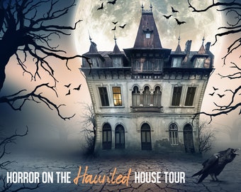 Horror on the Haunted House Tour, Halloween-Themed Murder Mystery Party Game with Virtual Host Guide, Murder Mystery Game, Digital Download