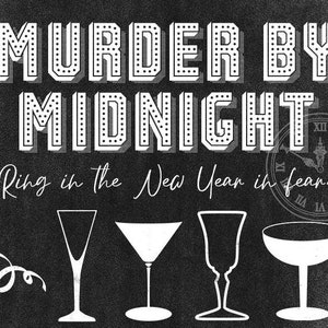 Murder By Midnight: A New Year&#39;s Eve-Themed Murder Mystery Party Game. New Year&#39;s Eve party. Holiday party. Digital download.