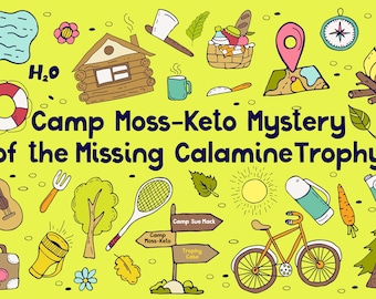 Camp Moss-Keto Mystery of the Missing Trophy: A Camp-Themed Mystery Party Game with Virtual Host Guide for Ages 10 and up, Zoom game, Camp