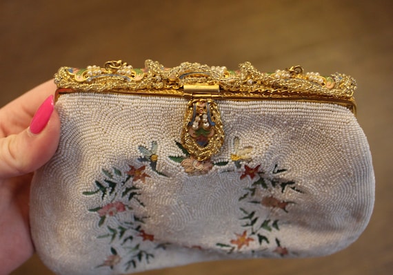 Vintage Hand beaded clutch - image 1