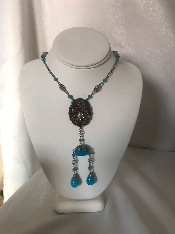 Czech Glass Blue Necklace - image 3