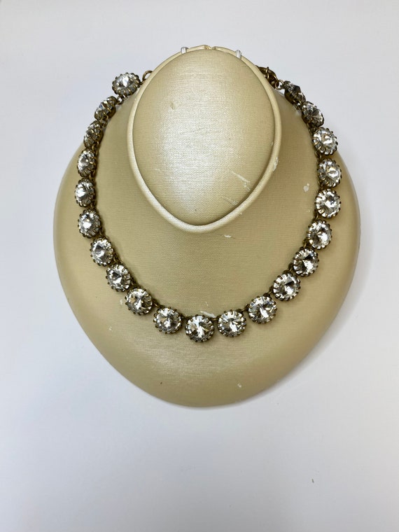Vintage J crew necklace with large clear rhineston