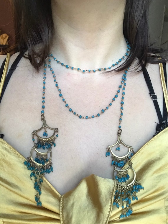 Lariat Turquoise Bead Necklace