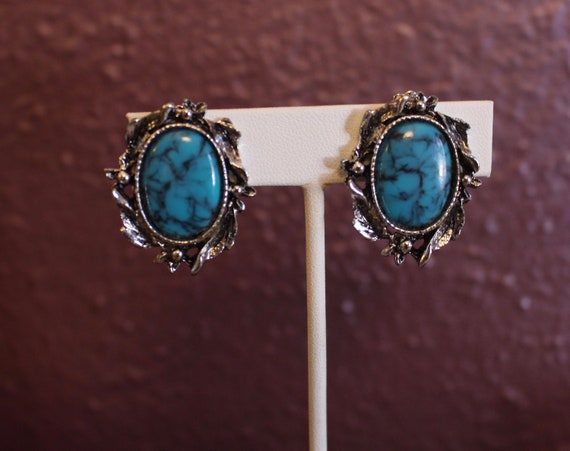 Faux Turquoise Clip-on Earrings - image 1