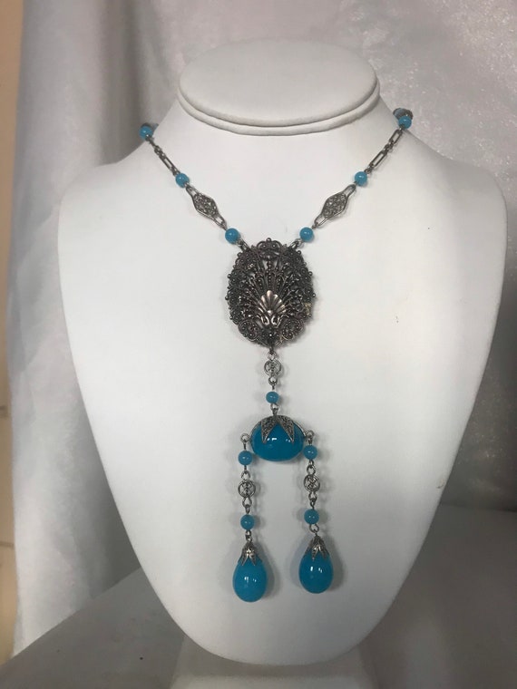 Czech Glass Blue Necklace - image 2