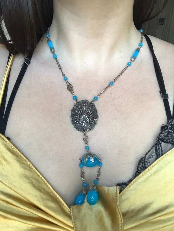 Czech Glass Blue Necklace - image 1