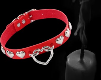 Rood hart geklonken choker