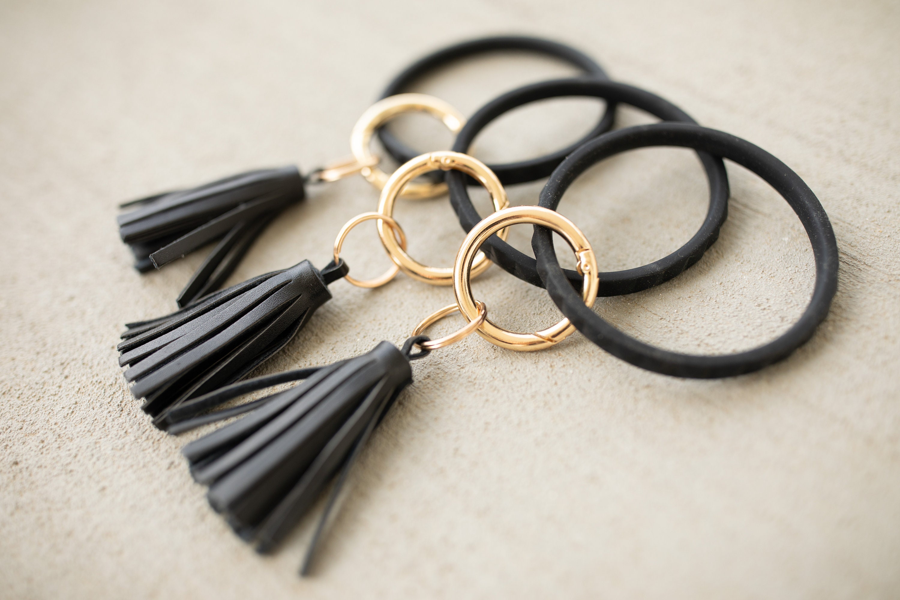 Black Keychain bracelet Etsy