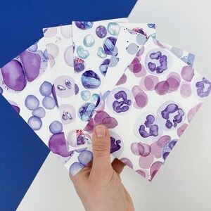 Conjunto de cartões postais em aquarela "Contos de Hematologia"