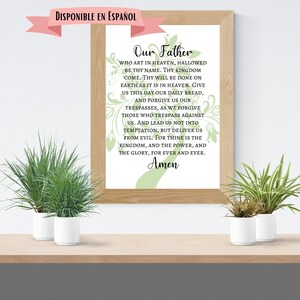 Lord&#39;s Prayer Matthew 6:9-13 Christian wall art DIY print from home inspirational quote. Faith home decor, scripture wall hanging. Español