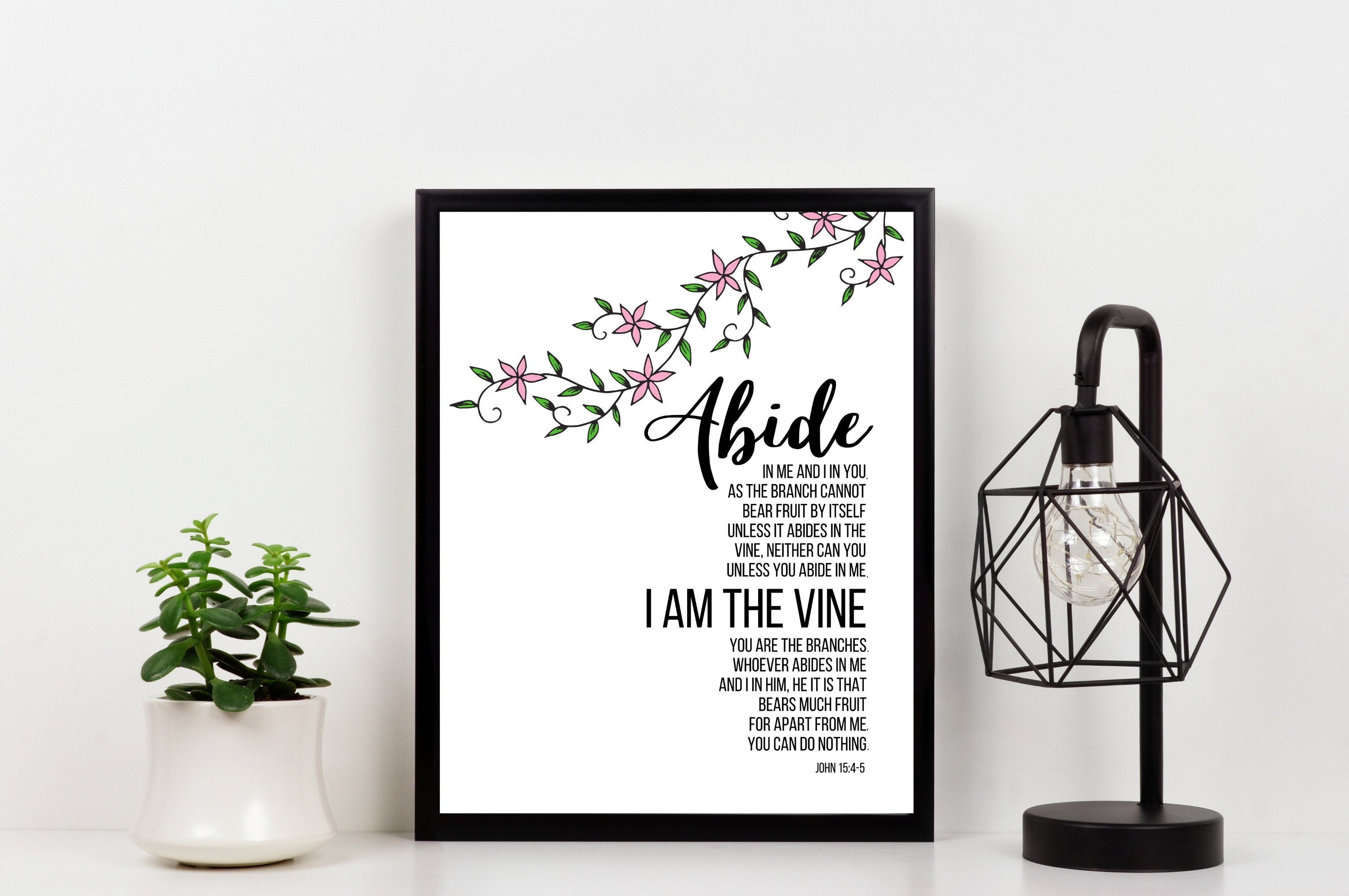 John 15:4-5 Abide in Me I Am the Vine Christian Wall Art. DIY - Etsy