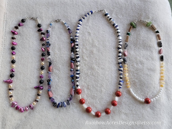 Gemstone Necklaces items #217, #218, #221, #222